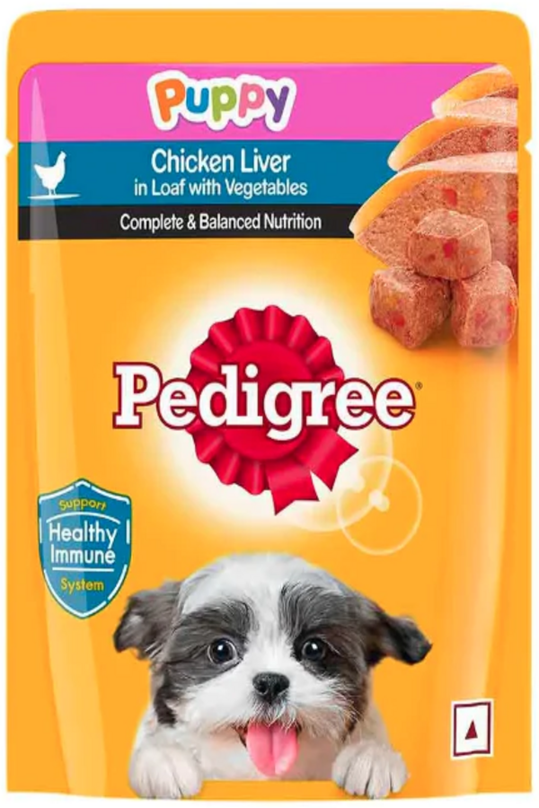 PEDIGREE Puppy Wet Dog Food, Chicken Liver Flavour in Loaf with Vegetables, 70g Ingredients