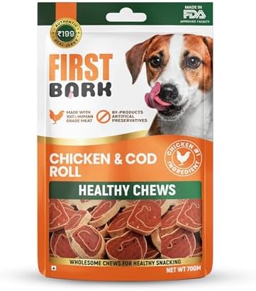 First Bark Chicken & Cod Roll Healthy Chews Dog Treats, 70g