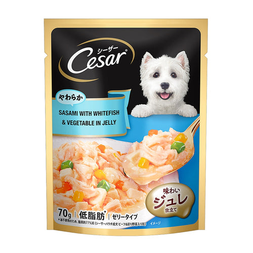 Cesar Adult Wet Dog Food - Sasami With Whitefish,Cheese & Vegetable In Jelly, 70g (Pack of 16)