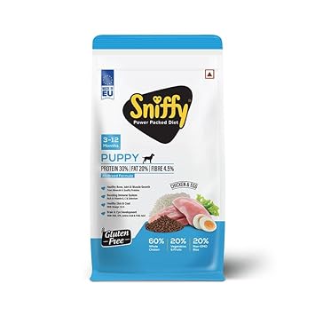 Sniffy Puppy Dry Dog Food -3 kg| Real Chicken & Egg, for Dogs Ingredients