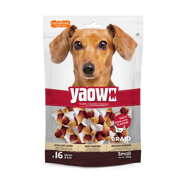 Gnawlers Yaowo Braid Chicken and Liver 220g Dog Treats