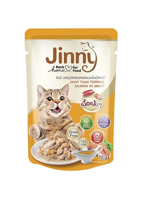 Jinny Tuna Topping Salmon in Gravy Cat Food, 70g (Pack of 24)