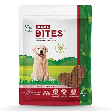 Natural Remedies Derma Bites Long Sticks Skin Healthy Treats- Strawberry Flavor, 75g (Pack of 4) Ingredients