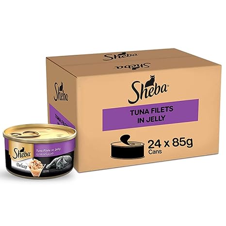 Sheba Deluxe Premium Adult (1+ Years) Wet Cat Food, Tuna Fillets in Jelly, 85 g Can (Pack of 24)
