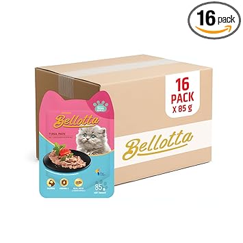 Bellotta Wet Food for Cats and Kittens, Tuna Pate Kitten Pouch 85g, (Pack of 16)