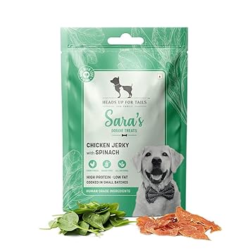 HUFT Sara's Doggie Treats Chicken Jerky with Spinach, 70g Ingredients