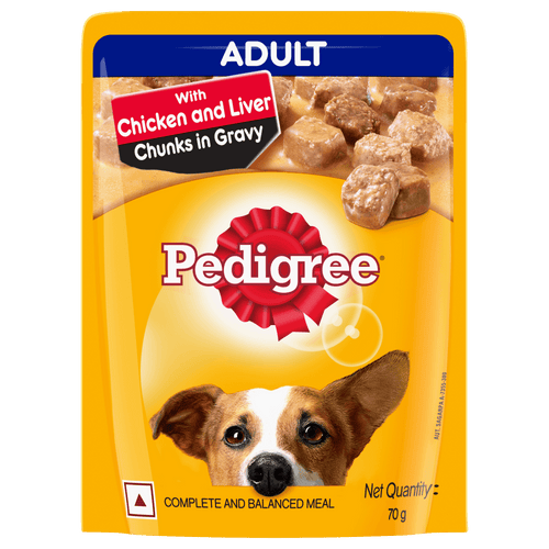 PEDIGREE Chicken & Liver Chunks in Gravy for Adult Dogs, 70g