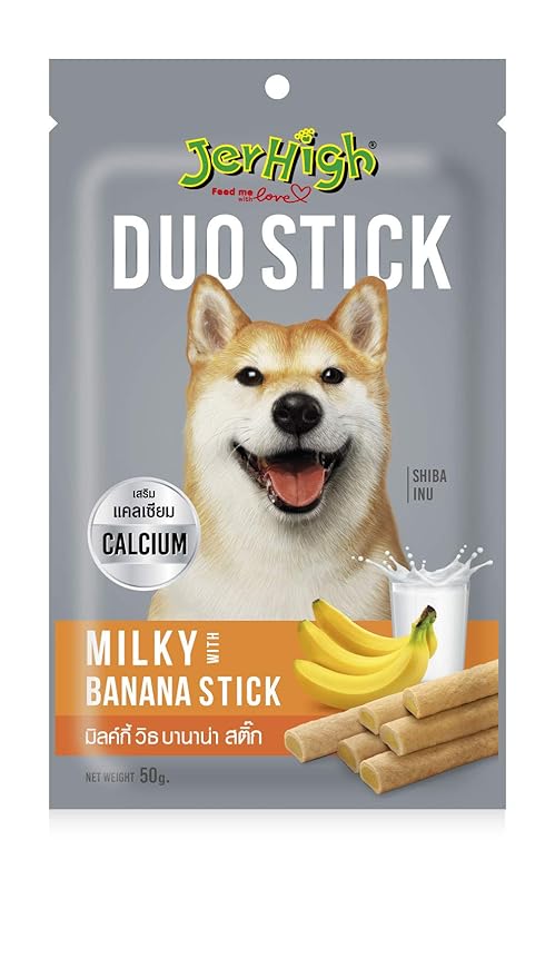 JerHigh Milky Banana Duo Stick Dog Treat, 50g (Pack of 3)