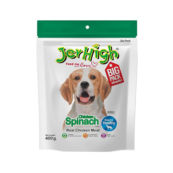 JerHigh Spinach Flavour High Protein Treats for Dogs Big Pack, 400g Ingredients