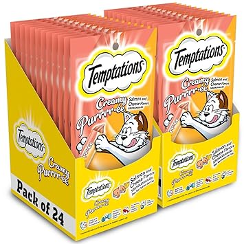 Temptations Creamy Purrrrr-ée Lickable Cat Treats, Salmon & Cheese Flavour, 48g
