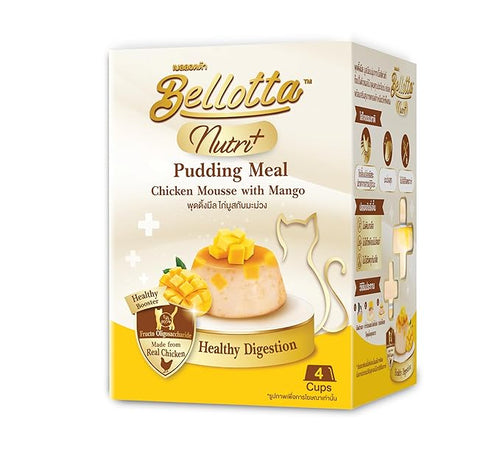 Bellotta Nutri+ Cat Pudding Meal, Chicken Mousse with Mango, Healthy Digestion Formula, 100g (Pack of 1)