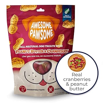 Awesome Pawsome Peanut Butter & Cranberry All Natural Grain Free Dog Treat, 85g Ingredients