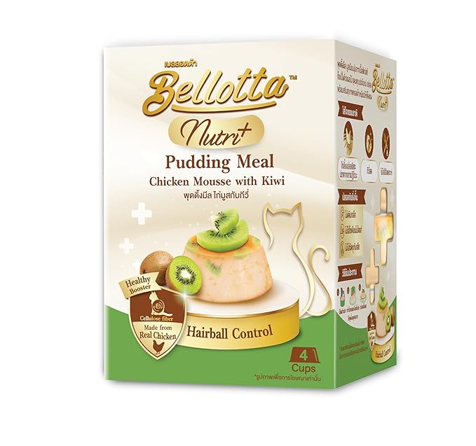 Bellotta Nutri+ Cat Pudding Meal, Chicken Mousse with Kiwi, Hairball Control, 100g (Pack of 1)