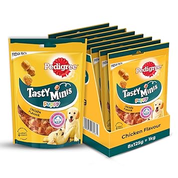 Pedigree Tasty Minis Puppy (4+ Months) Dog Treats, Chicken Flavour, 125 g Ingredients