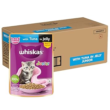 Whiskas Wet Food for Kittens (2-12 Months), Tuna in Jelly Flavour, 56 pouches (56 x 80g)
