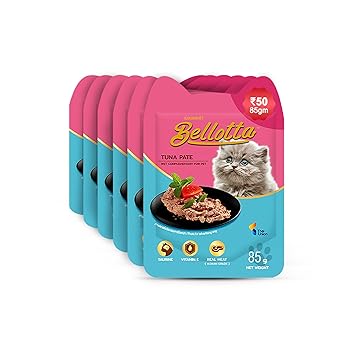 Bellotta Wet Food for Cats and Kittens, Tuna Pate Kitten Pouch 85g, (Pack of 6)