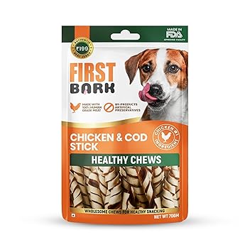 First Bark Chicken & Cod Sticks Healthy Chews Dog Treats, 70g Ingredients