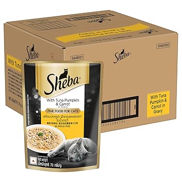 Sheba Rich Premium Adult (+1 Year) Fine Wet Cat Food, Tuna Pumpkin & Carrot In Gravy (24 x 70g) Ingredients