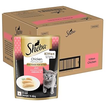 Sheba Rich Premium Kitten (2-12 Months) Fine Wet Cat Food, Chicken Loaf (70g x 24) Ingredients