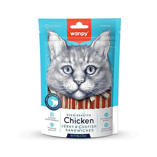 Wampy Cat Treat | Chicken & Codfish Sandwich 80g (Pack of 2)