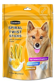 Goodies Spiral Twist Sticks - Milk & Cheese Flavor, 450g for Dogs Ingredients
