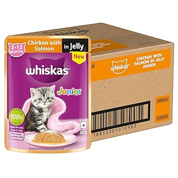 Whiskas Kitten Chicken with Salmon in Jelly, 80g - 1 Box (54 Piece) Ingredients