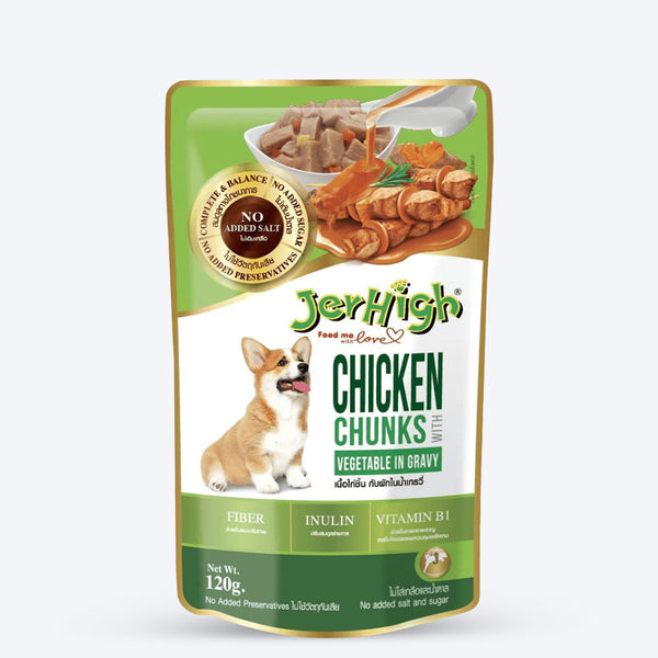 JerHigh Chicken Vegetables In Gravy Wet Pouch for Dog 120 gm (Pack of 24) Ingredients