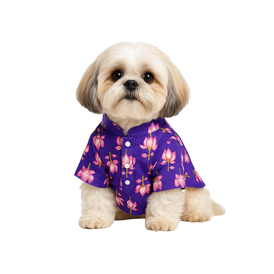 Furrfab Kamal Printed Purple Kurta for Dogs