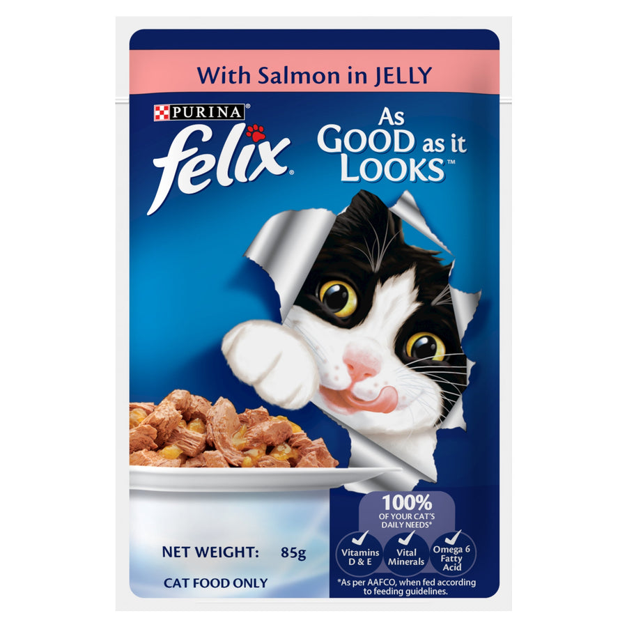 Purina Felix Adult Wet with Salmon in Jelly Wet Cat Food, 85g