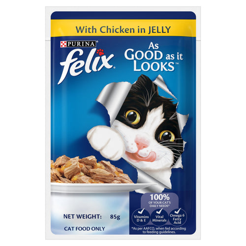 Purina Felix Adult with Chicken in Jelly Wet Cat Food, 85g