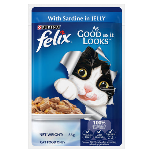 Purina Felix Adult with Sardine in Jelly Wet Cat Food, 85g