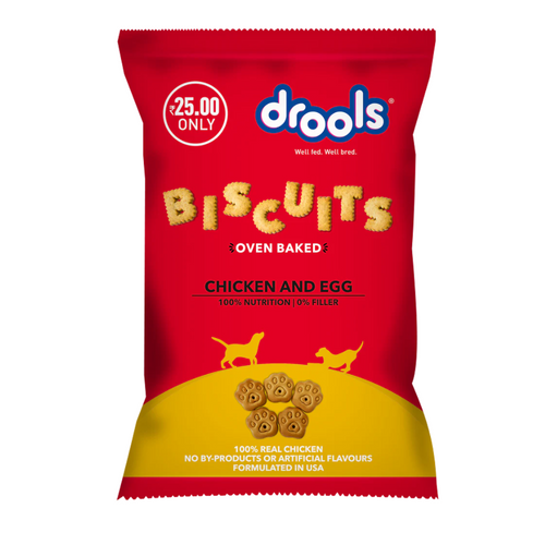 Drools Dog Treat Biscuits, Chicken and Egg Flavor 50g Pack, All Life Stages