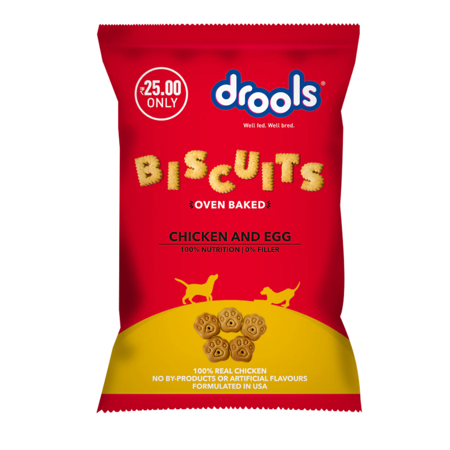 Drools Dog Treat Biscuits, Chicken and Egg Flavor 50g Pack, All Life Stages