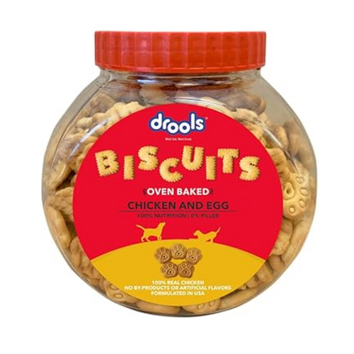 Drools Dog Treat Biscuits, Chicken and Egg Flavor 400g Jar, All Life Stages