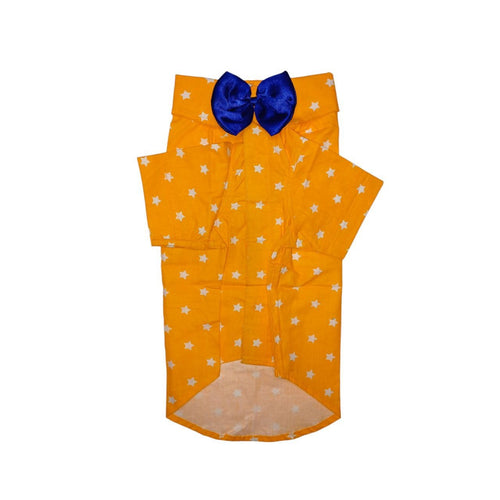 Furrfab Blue Bow Yellow Shirt for Dog