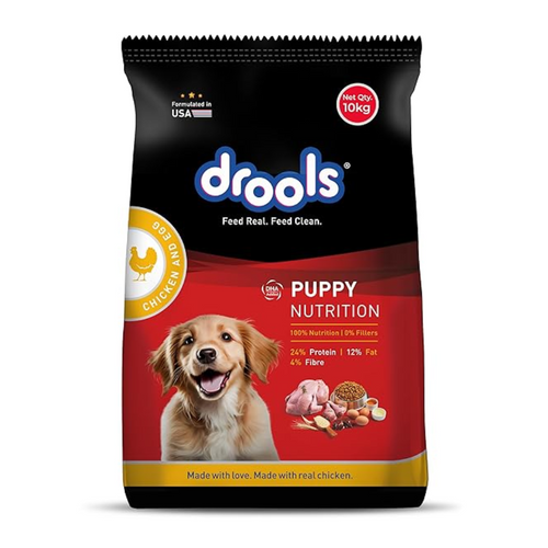 Drools Puppy Dry Dog Food, Chicken and Egg Flavor 10 kg Pack