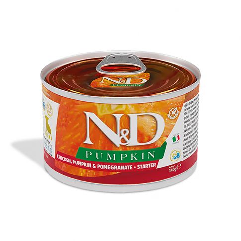 N&D Pumpkin Chicken Starter Puppy Mini, 140g Dog Wet Food (Pack of 3) Ingredients
