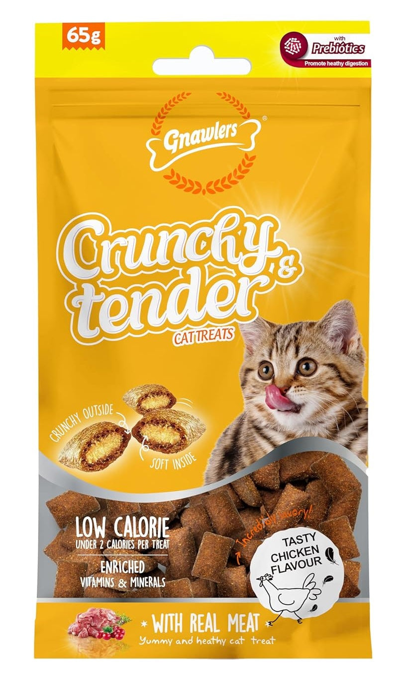 Gnawlers Crunchy & Tender Cat Treats Chicken Flavor, 65 g