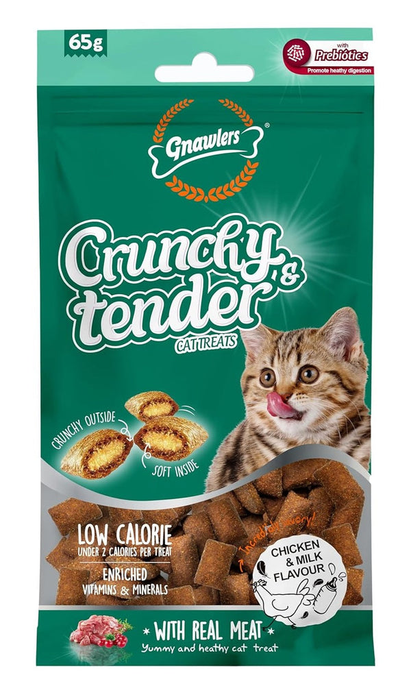 Gnawlers Crunchy & Tender Cat Treats Chicken & Milk Flavor, 65 g Ingredients