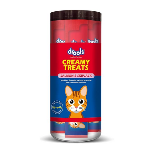 Drools Creamy Lickable Cat Treats Salmon & Skipjack 25Pcs Pack, 375g Pack, All Life Stages