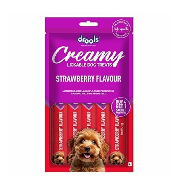 Drools Dog Treats, Creamy Strawberry 5 Sticks Tasty & Nutritious Snack for All Breeds, (15g x5),75g Ingredients
