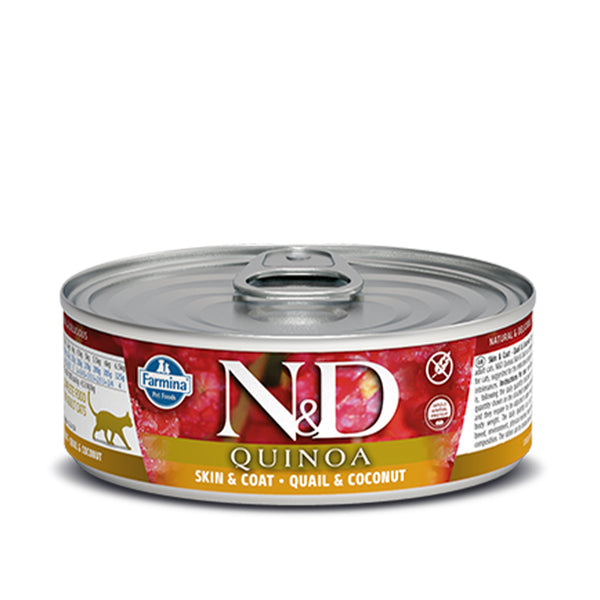 N&D Quinoa Skin & Coat Quail Adult Wet Food for Cats, 80g Ingredients