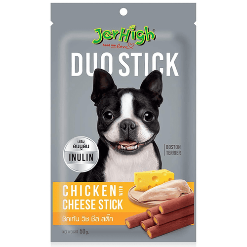 JerHigh Chicken And Cheese Duo Stick Dog Treat, 50g (Pack of 12)