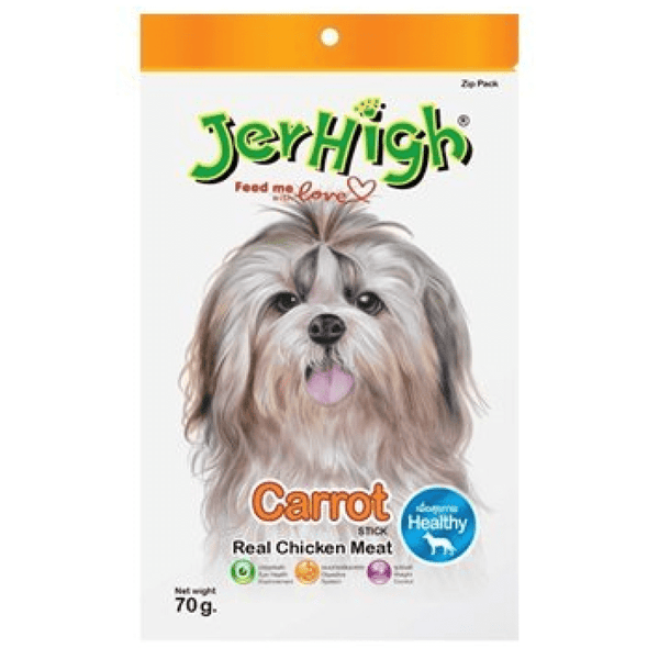 JerHigh Carrot Stick Chicken Meat Snacks for Dog- All Life Stages, 70g (Pack of 12)