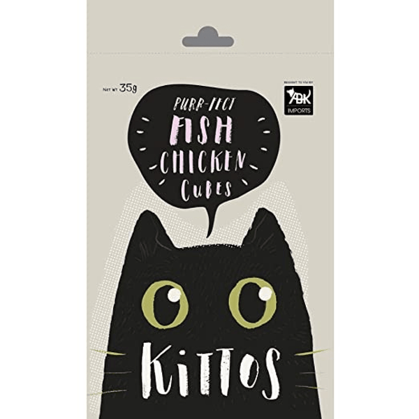 Kittos Purr fect Fish Chicken Cubes Cat Treats, 35g Ingredients