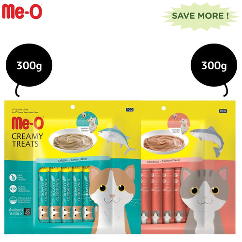 Me-O Creamy Salmon and Creamy Bonito Cat Treat Combo 2x300g (40Pc)