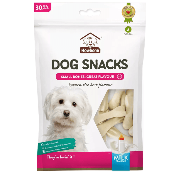 HowBone Calcium Bone Milk Flavoured 30 in 1 Dog Treats, 270g