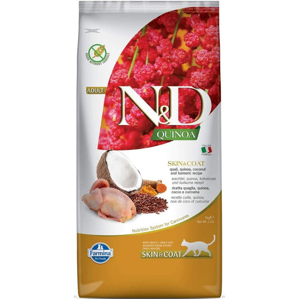 N&D Quinoa Skin & Coat Quail Adult Dry Food for Cats Ingredients