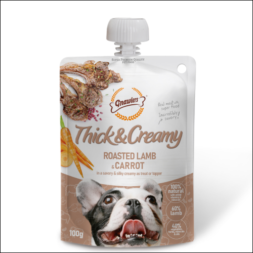 Gnawlers Thick & Creamy Dog Treat - Roasted Lamb & Carrot Flavor, 100g