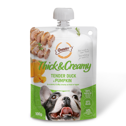 Gnawlers Thick & Creamy Dog Treat - Tender Duck & Pumpkin Flavor, 100g Ingredients
